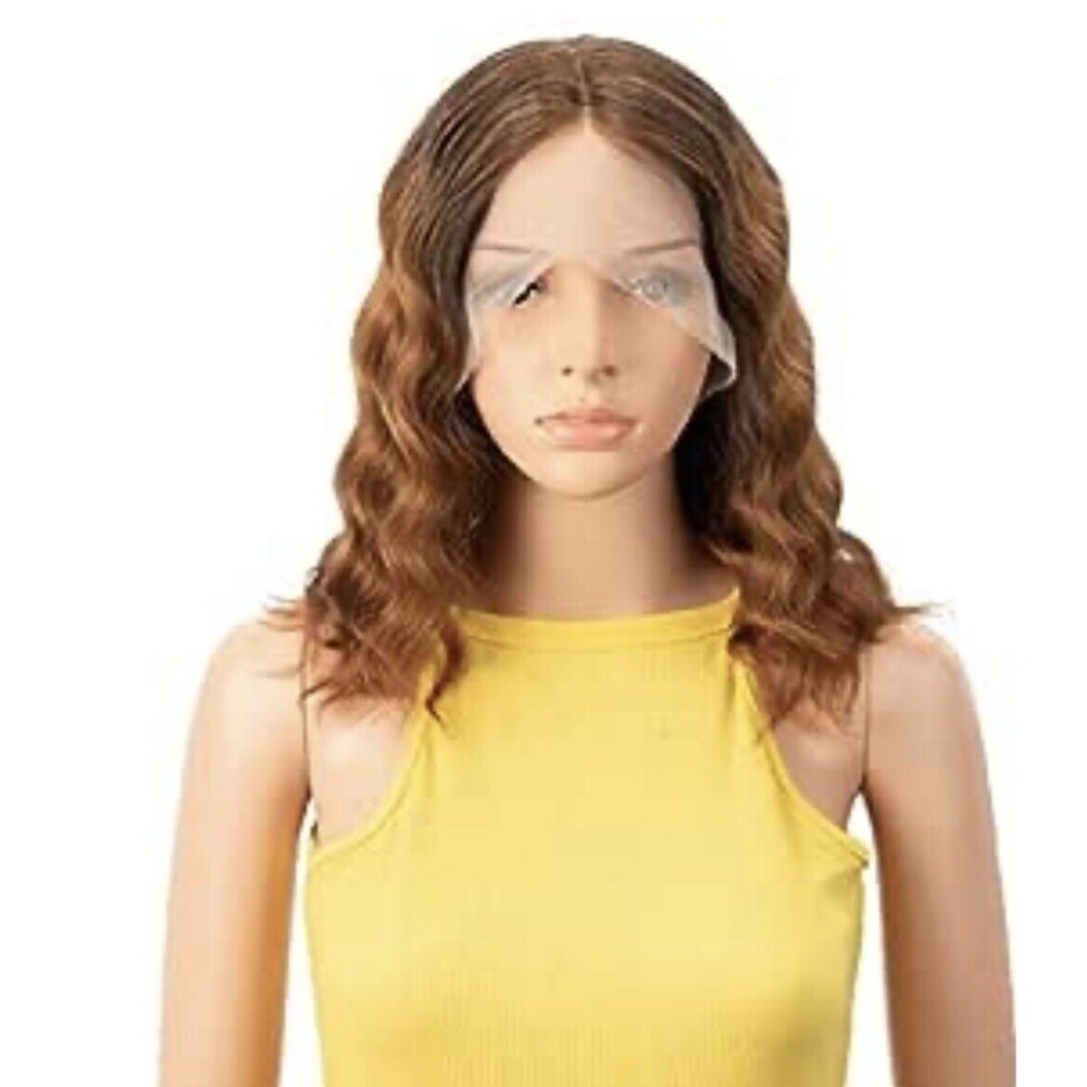 DÉBUT Body Wave Lace Front Human Hair Bob Middle Part Wigs Auburn Brown 12 Inch